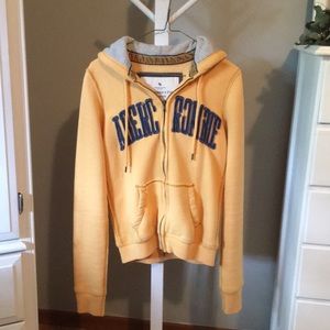 Abercrombie & Fitch Yellow Zip-Up Sweatshirt SizeS